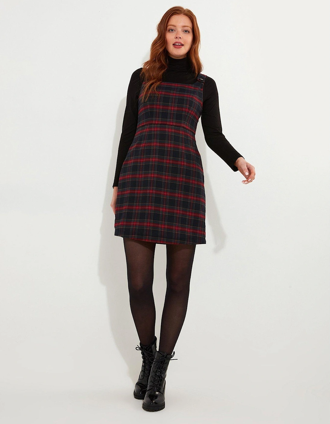 Check Pinafore Dress - Red