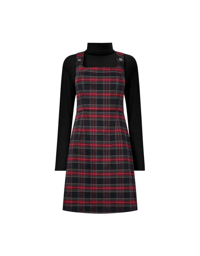 Check Pinafore Dress - Red