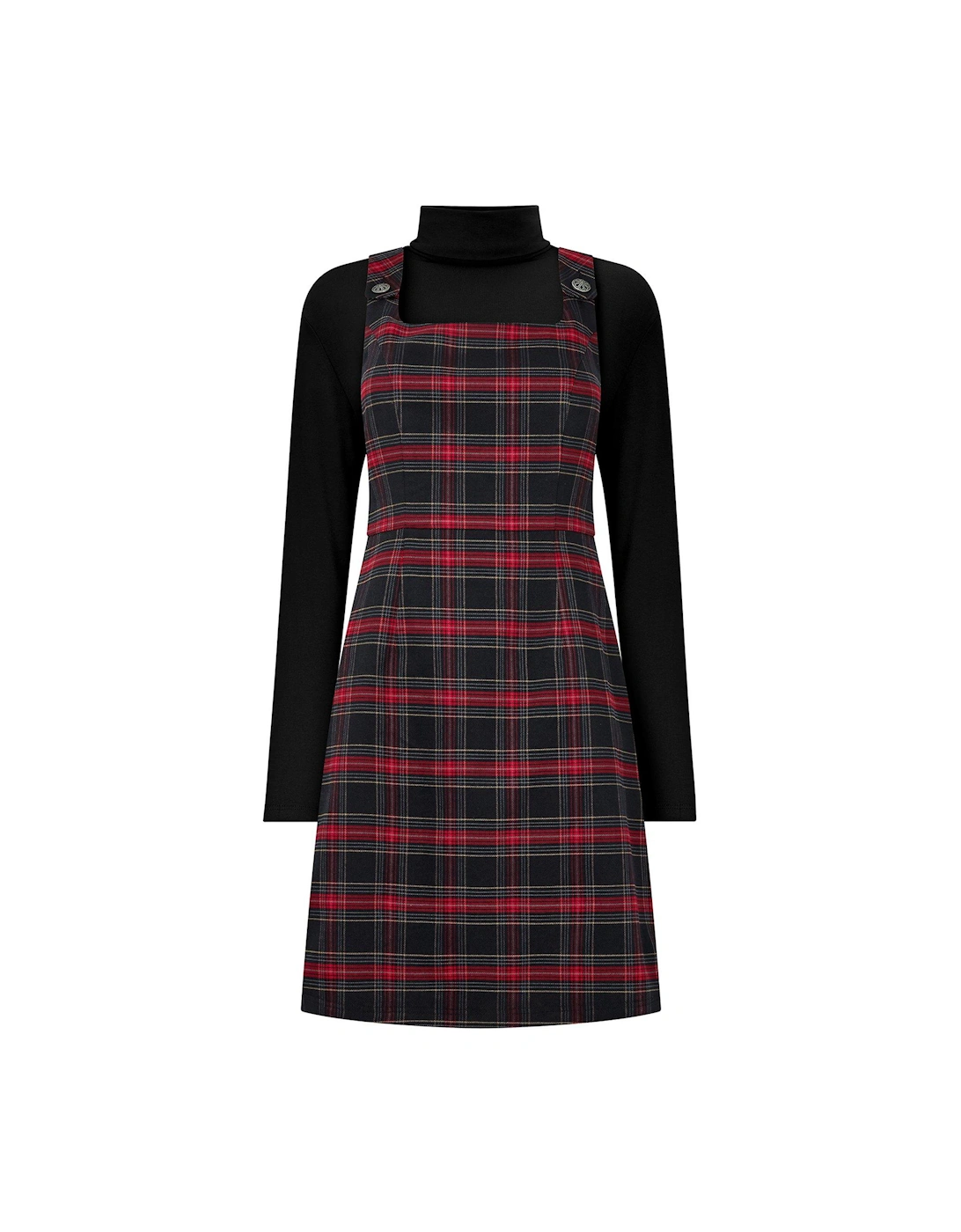 Check Pinafore Dress - Red