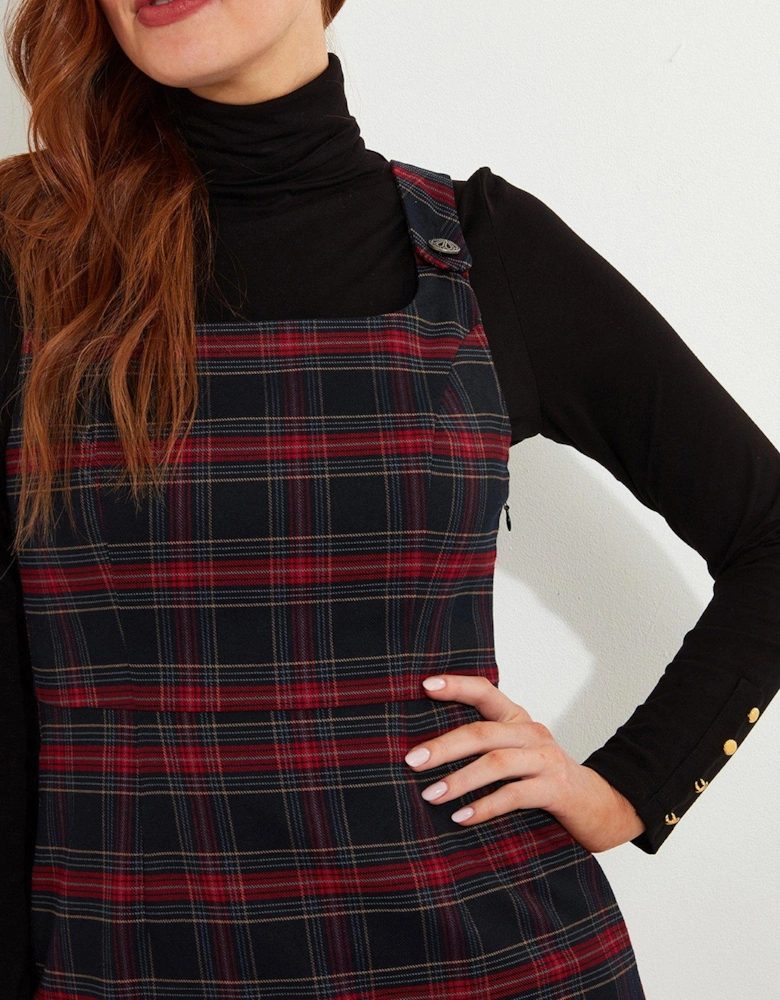 Check Pinafore Dress - Red
