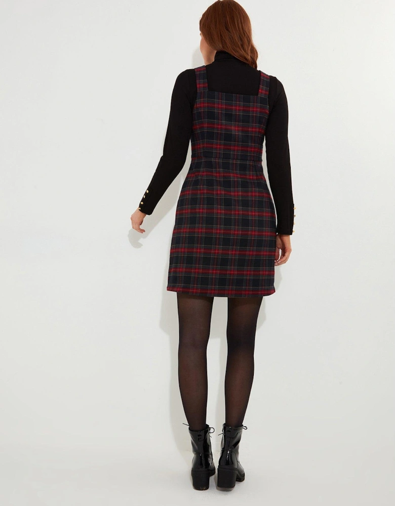 Check Pinafore Dress - Red