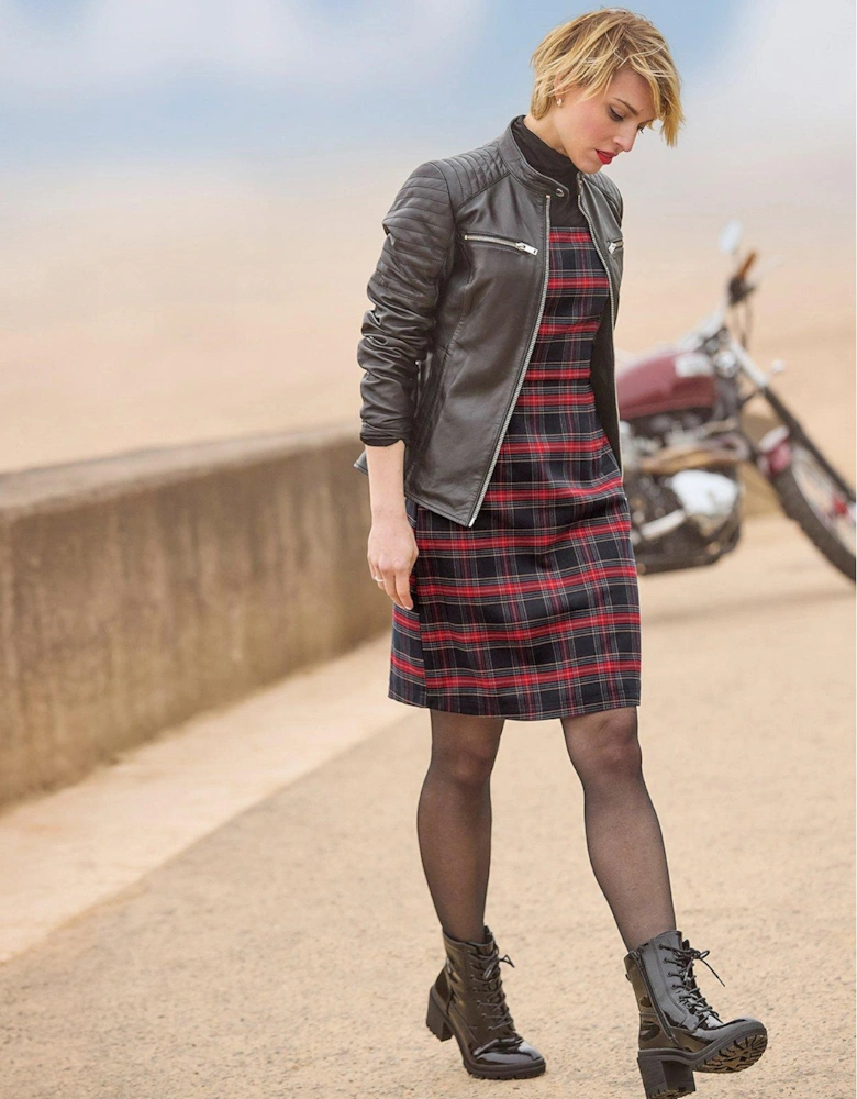 Check Pinafore Dress - Red