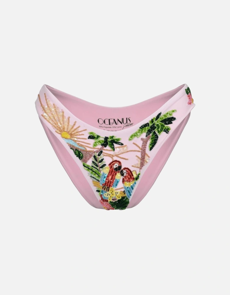 Charli Embellished Premium Tropical Bikini Top Pink