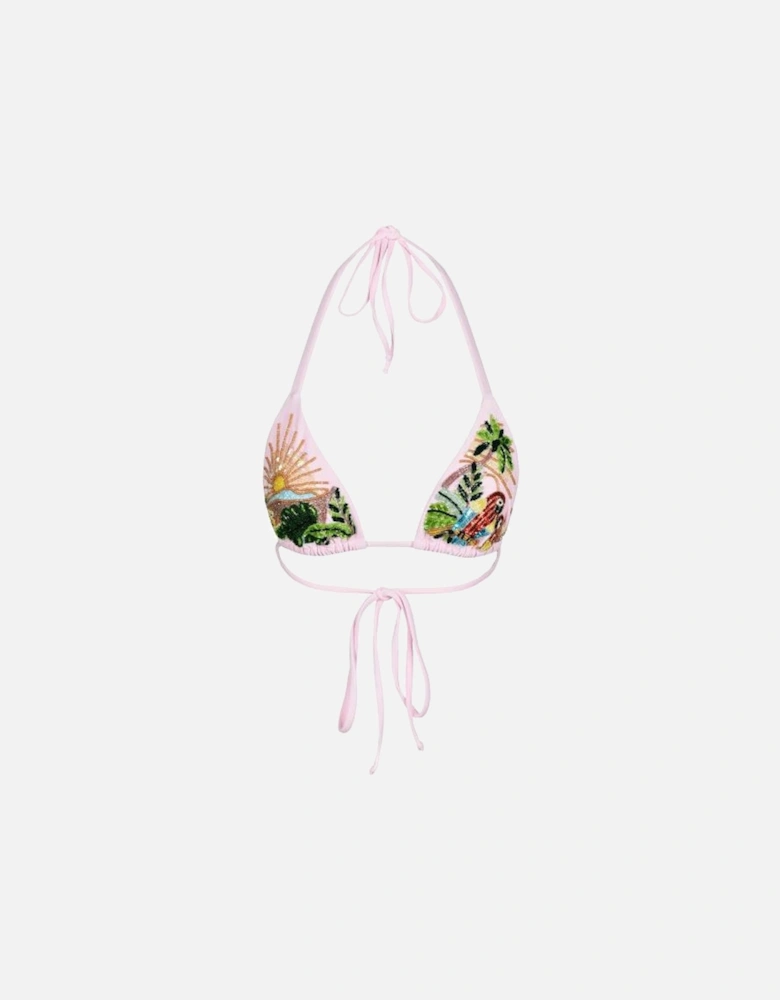 Charli Embellished Premium Tropical Bikini Top Pink