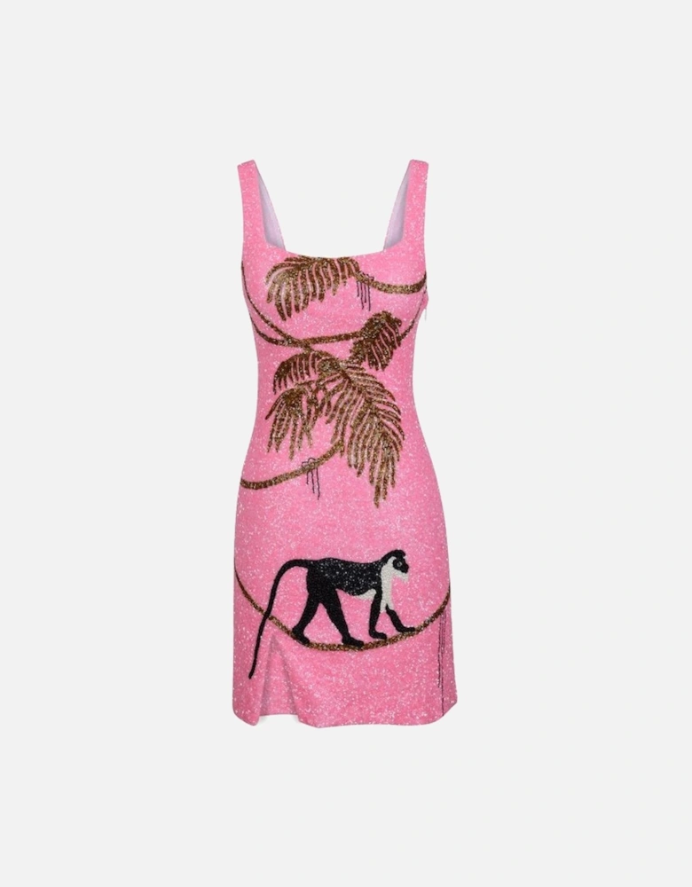 St. Barth Hand-Beaded Crystal Dress - Pink