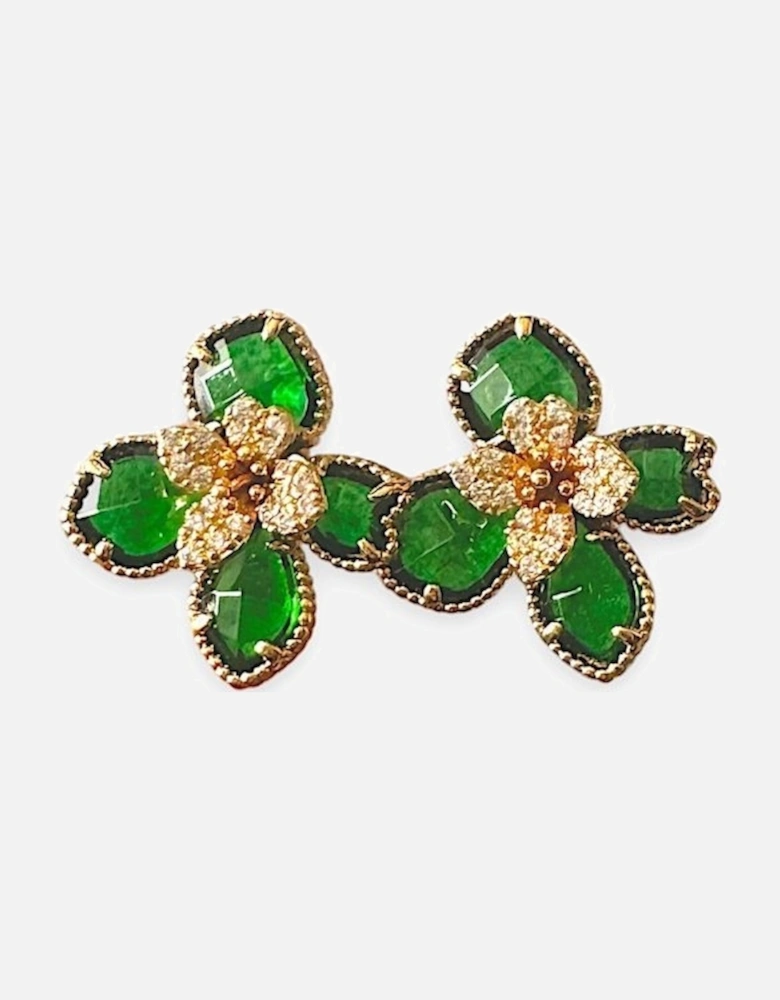 Green Flower Earrings