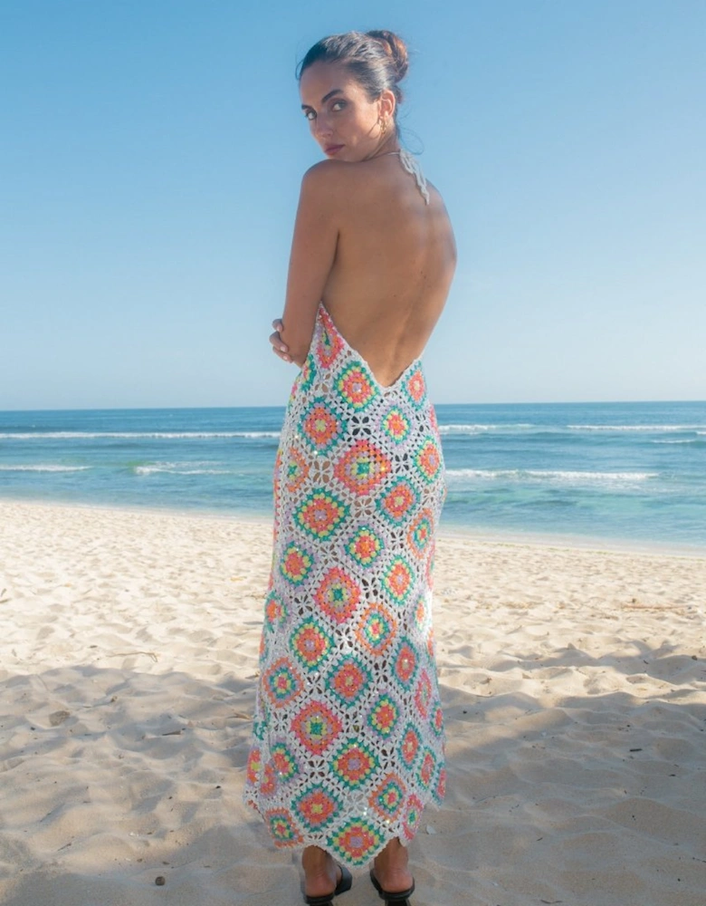 Katerina Crochet And Sequin Luxe Multi Coloured Dress
