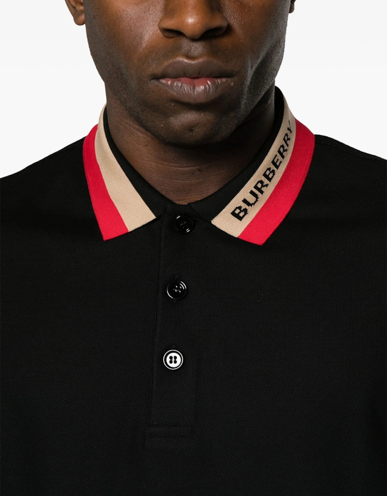 Contrasting Collar Polo in Black