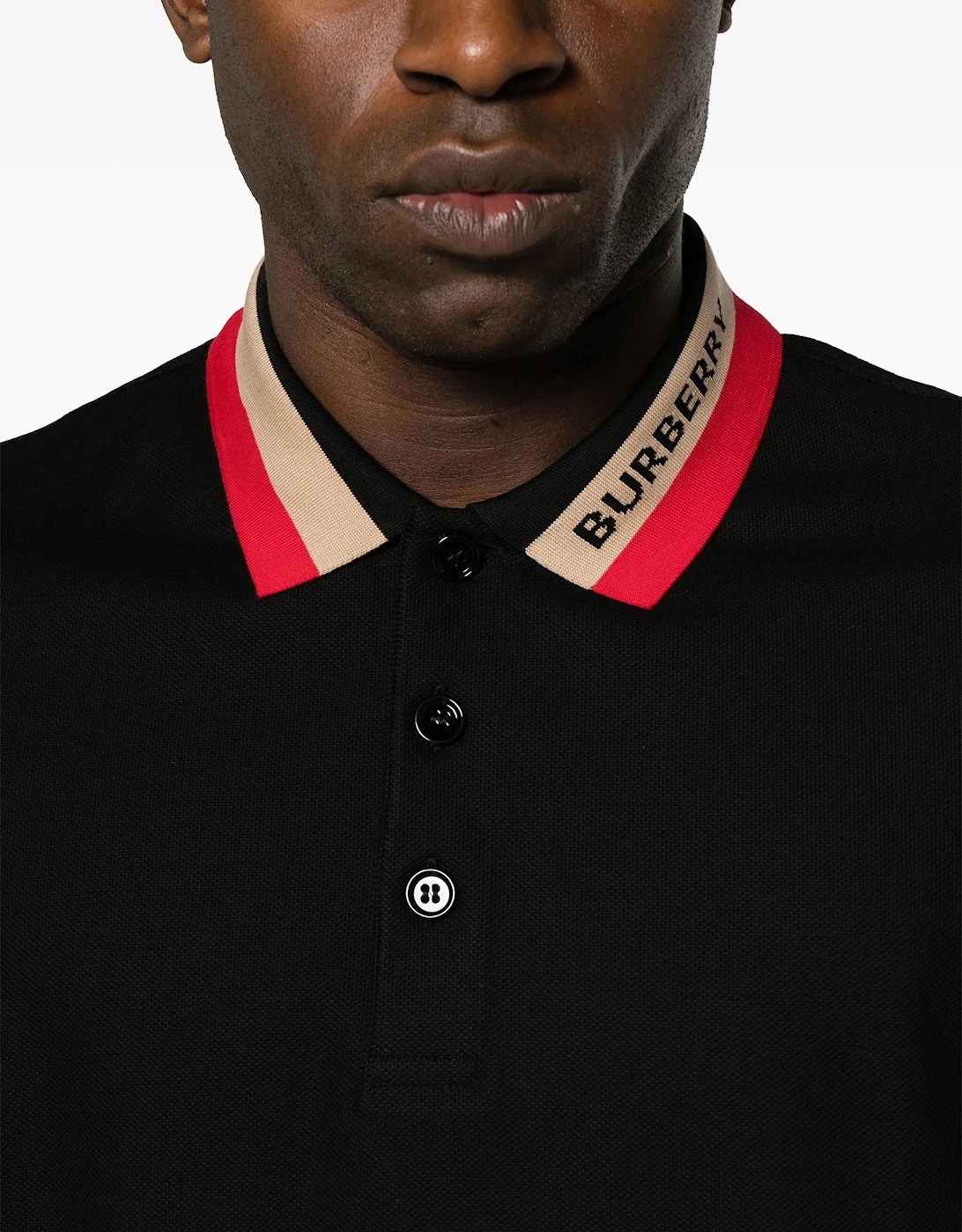 Contrasting Collar Polo in Black