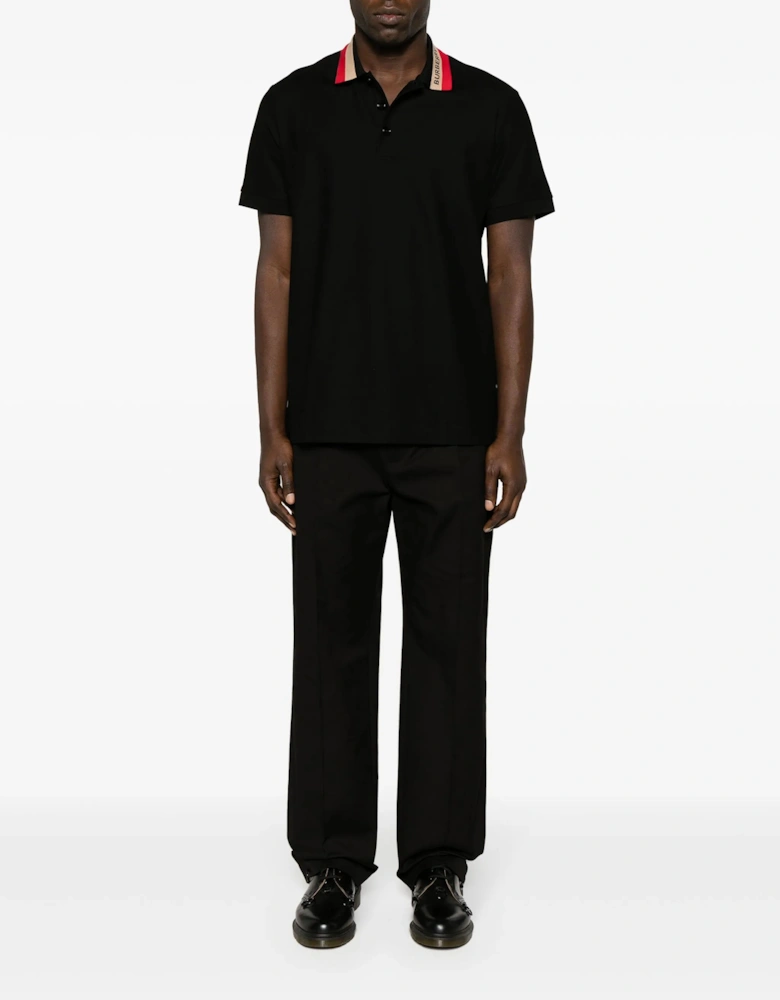 Contrasting Collar Polo in Black