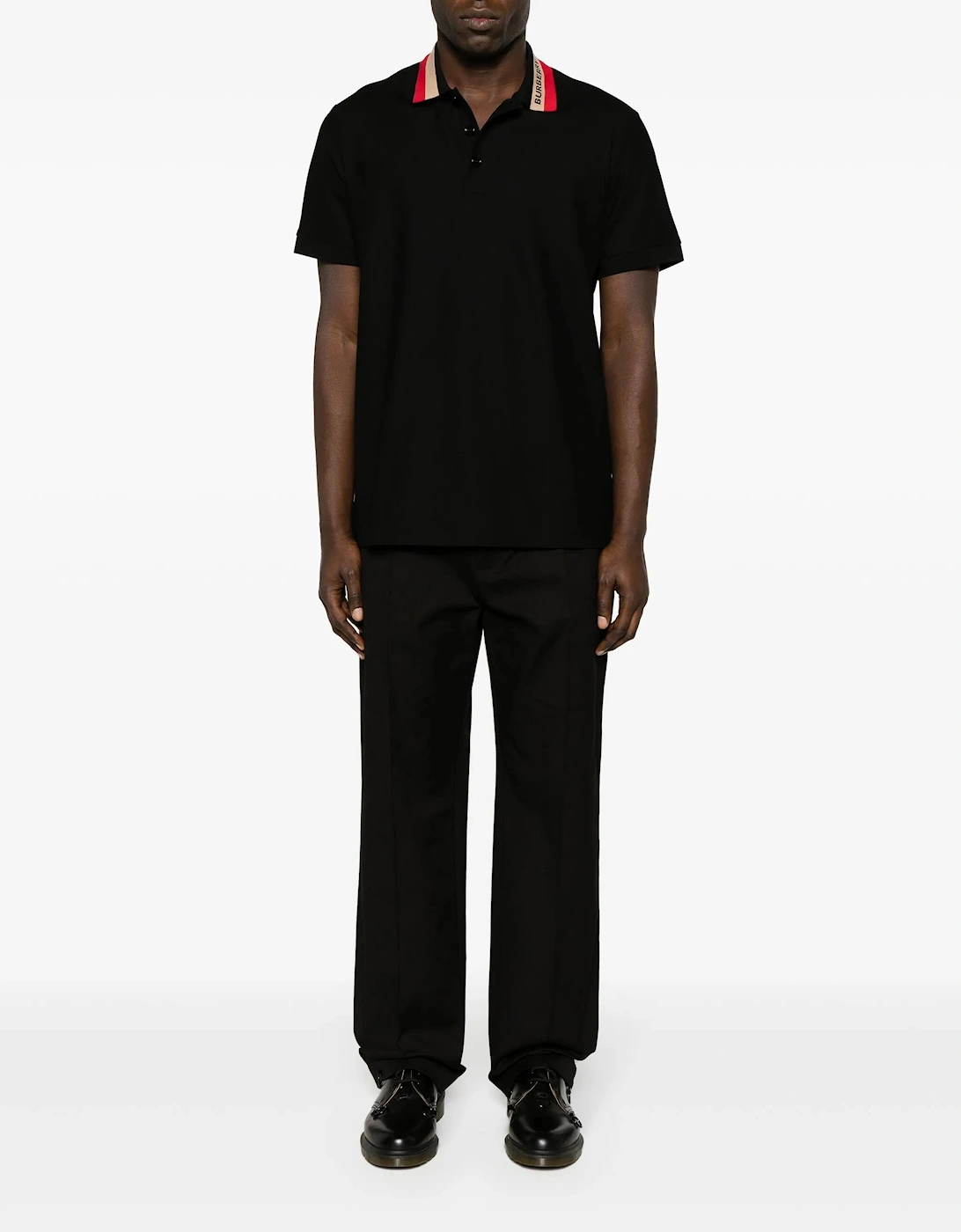 Contrasting Collar Polo in Black