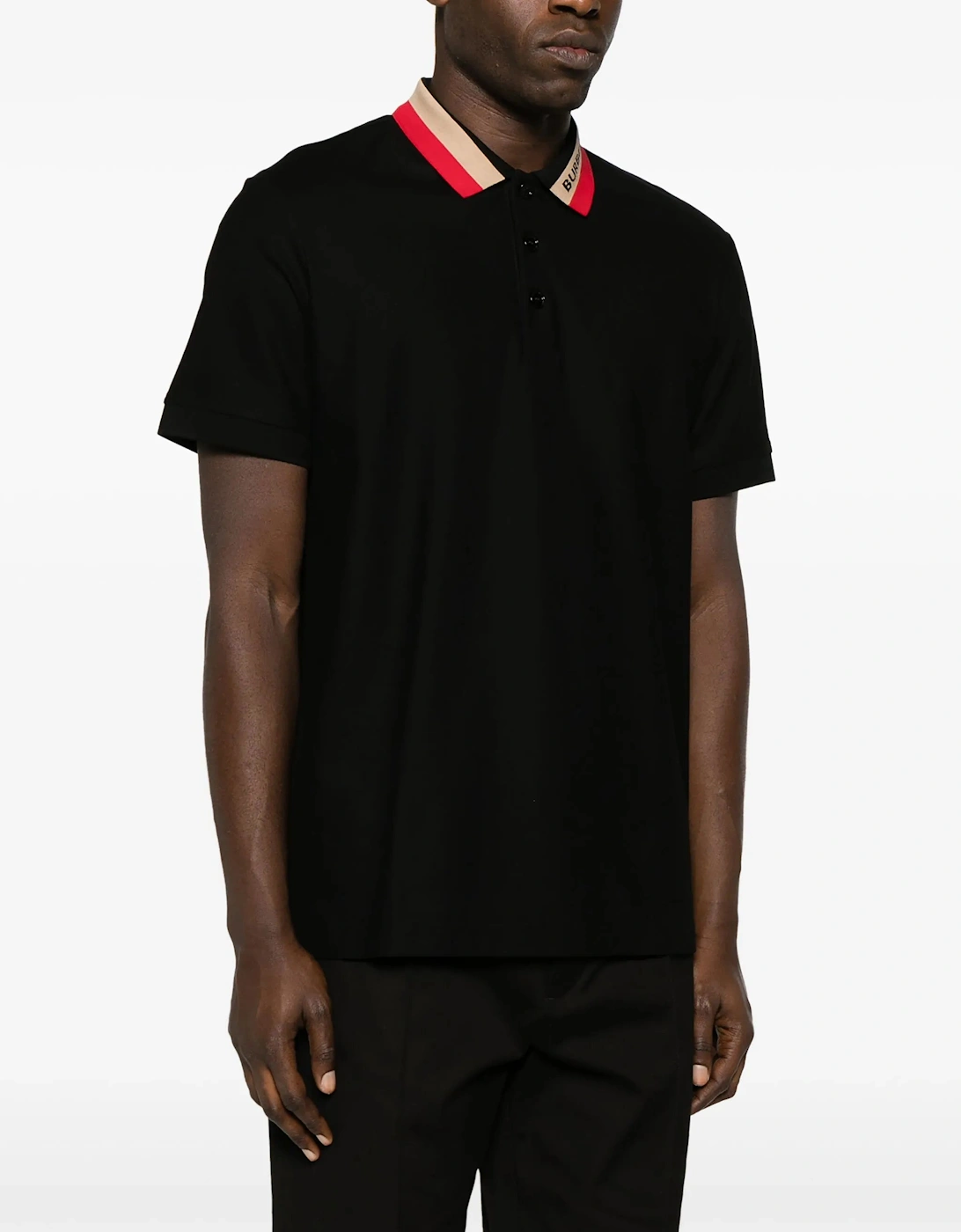 Contrasting Collar Polo in Black