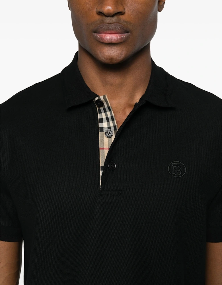 Circle TB Logo Embroidered Polo in Black