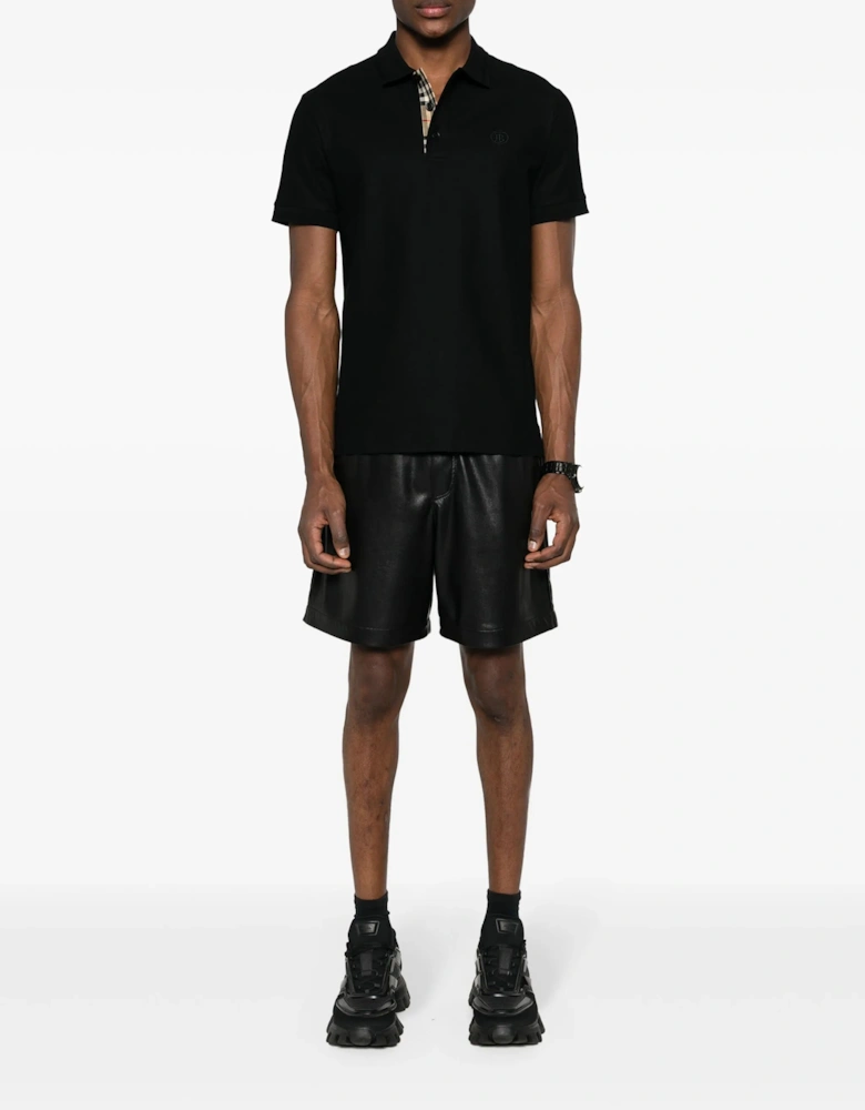 Circle TB Logo Embroidered Polo in Black