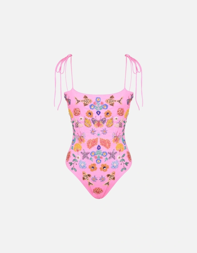 Mirrored Sea One Piece Swimsuit Pink