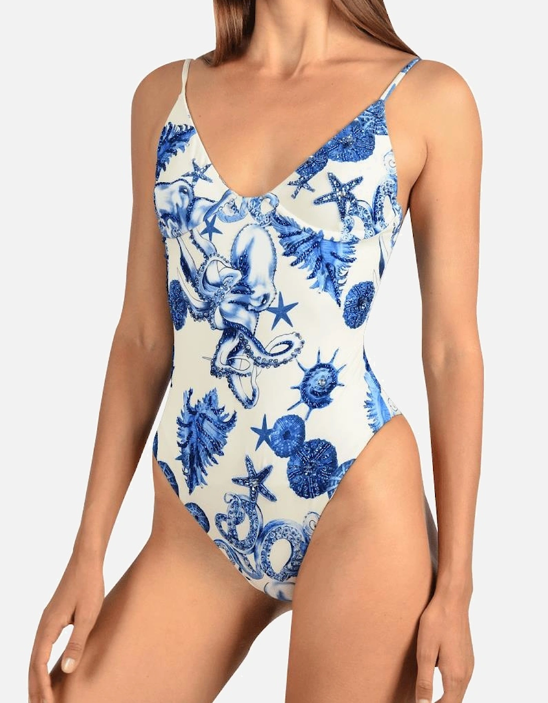 Oceanus Women's Ondine Hand Beaded Scoop Back Swimsuit - Size: S