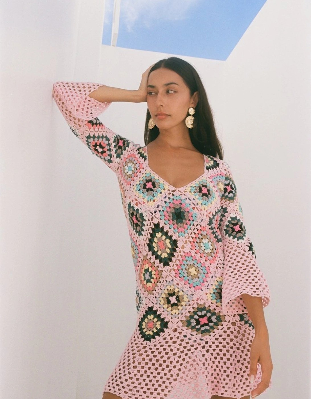 Spring Pink Crochet Dress