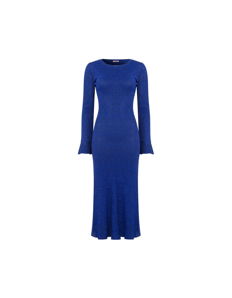 Winter Sparkle Rib Knit Dress - Blue