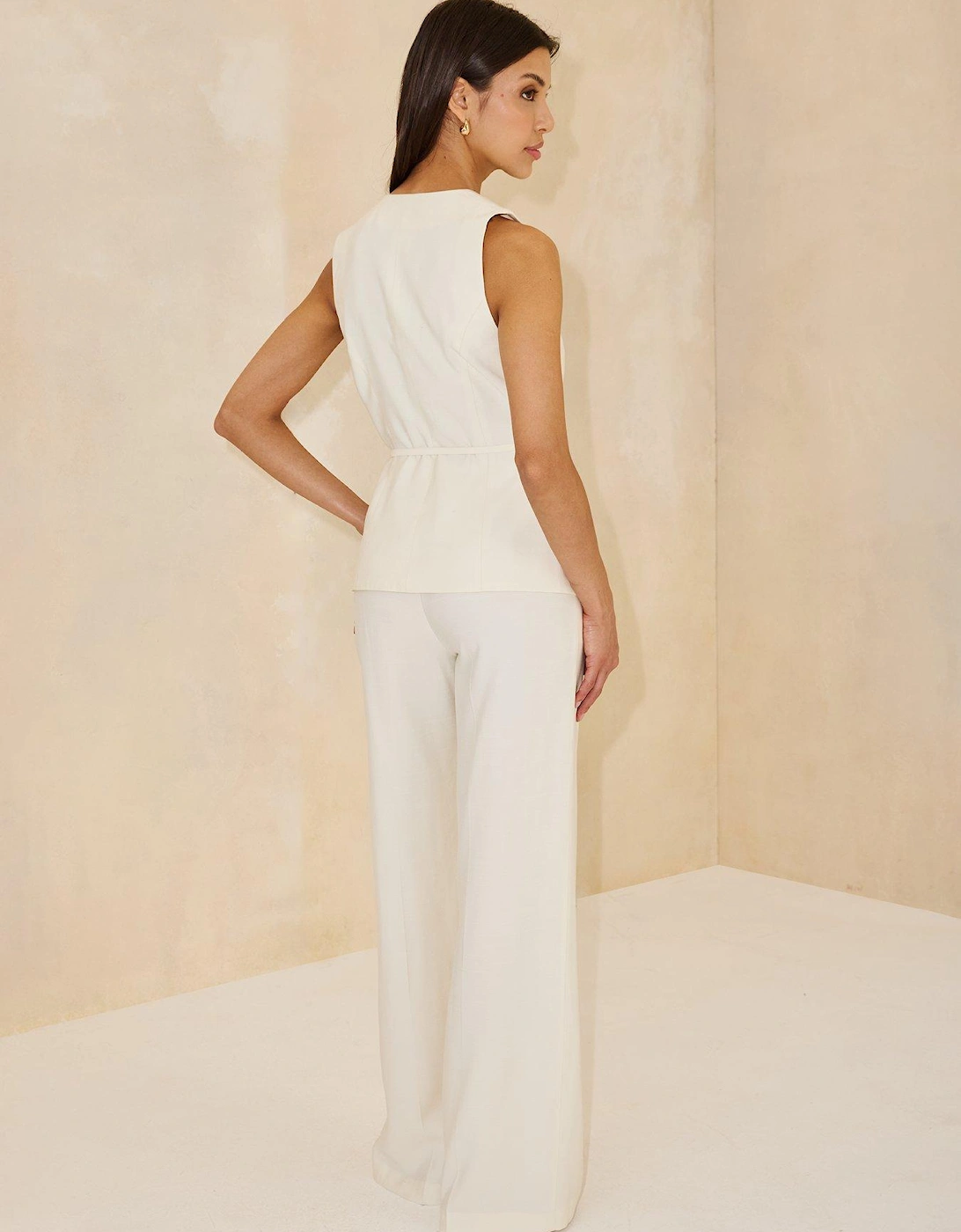 Co-Ord Button Detailed Waistcoat - Cream