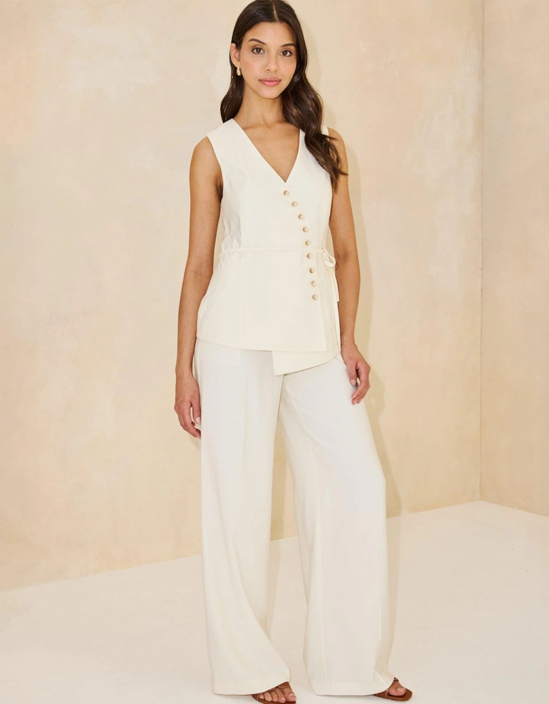 Co-Ord Button Detailed Waistcoat - Cream