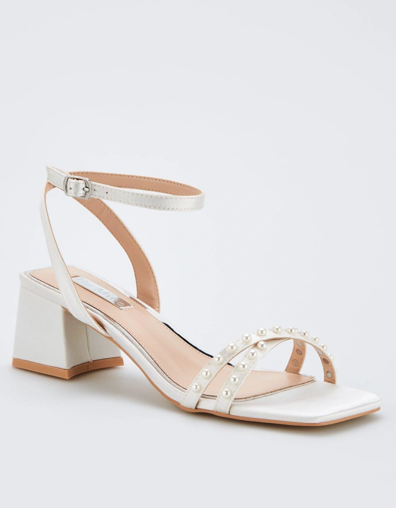 Be Mine Wide Fit Shellie Heeled Sandals - Ivory Satin