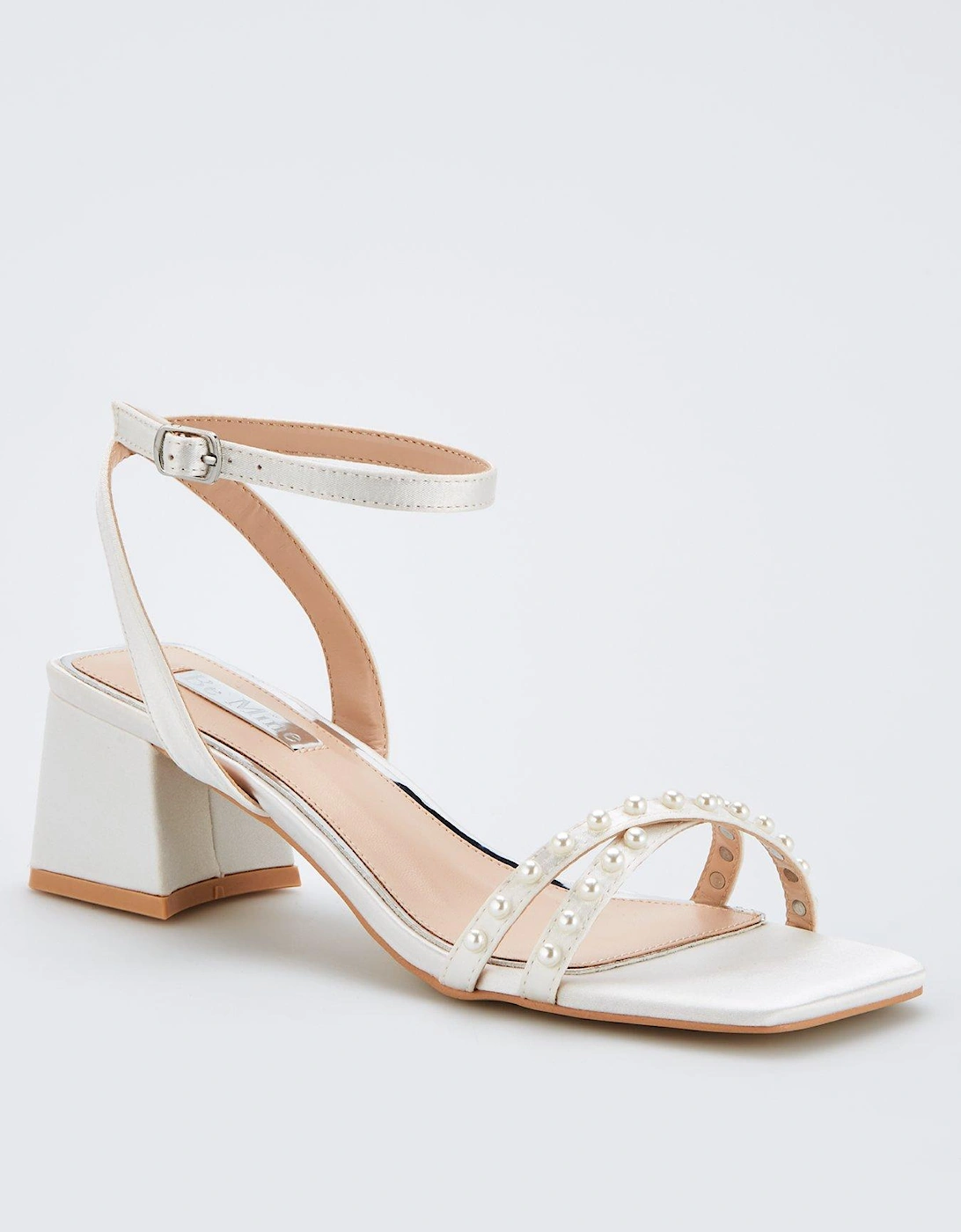Be Mine Wide Fit Shellie Heeled Sandals - Ivory Satin