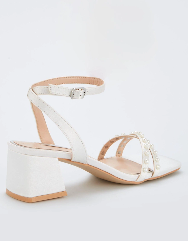 Be Mine Wide Fit Shellie Heeled Sandals - Ivory Satin