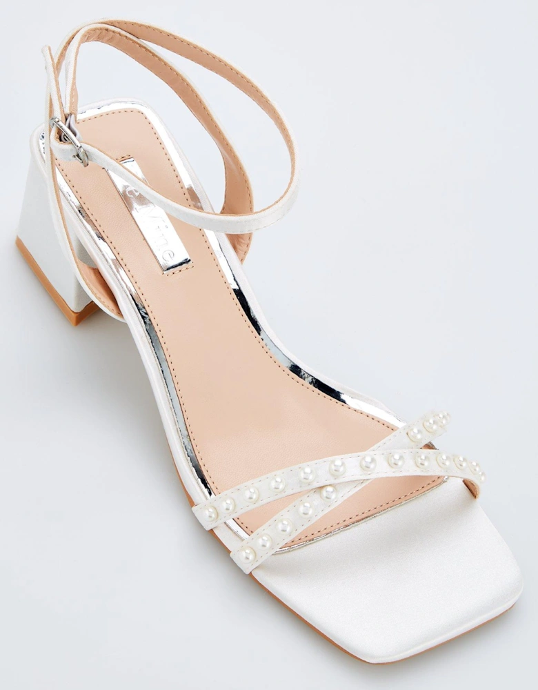 Be Mine Wide Fit Shellie Heeled Sandals - Ivory Satin