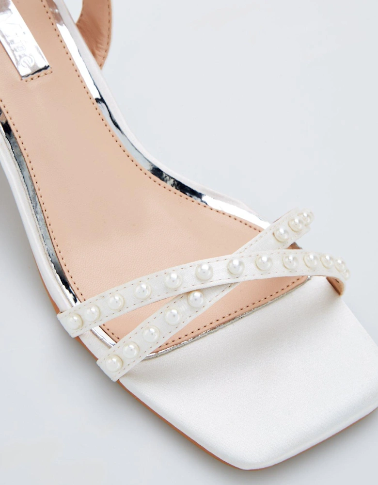 Be Mine Wide Fit Shellie Heeled Sandals - Ivory Satin