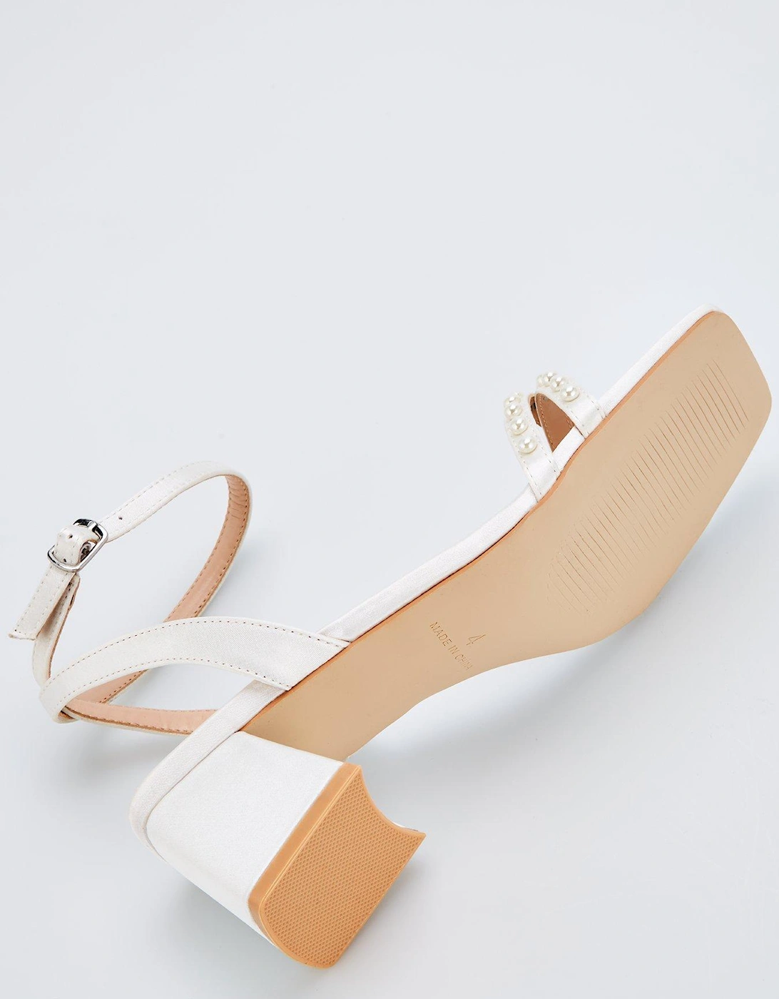Be Mine Wide Fit Shellie Heeled Sandals - Ivory Satin