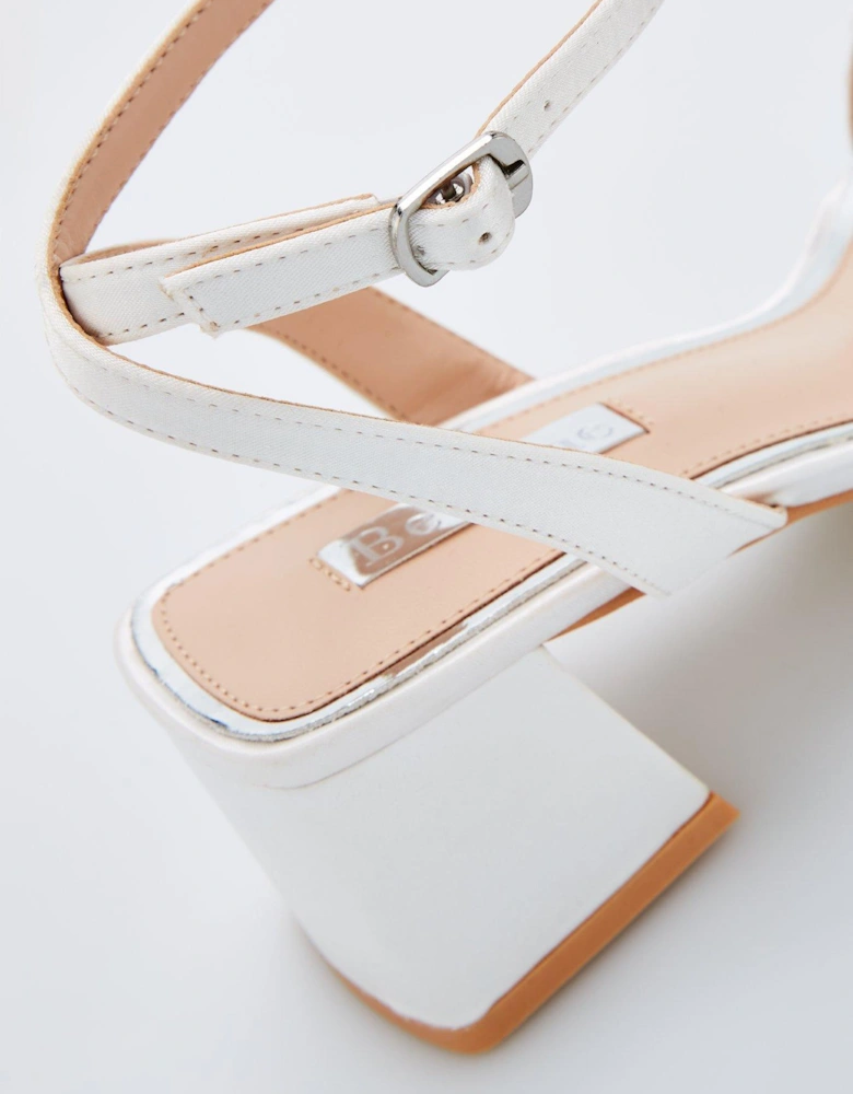 Be Mine Wide Fit Shellie Heeled Sandals - Ivory Satin