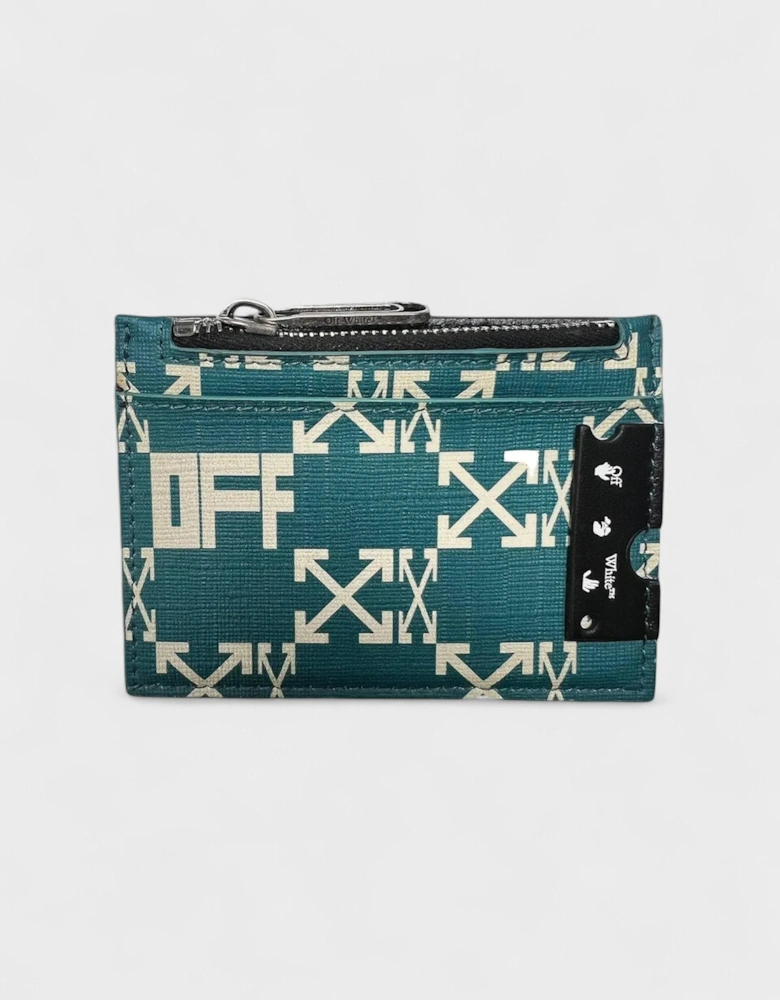 Zipped Monogram Card Case Green