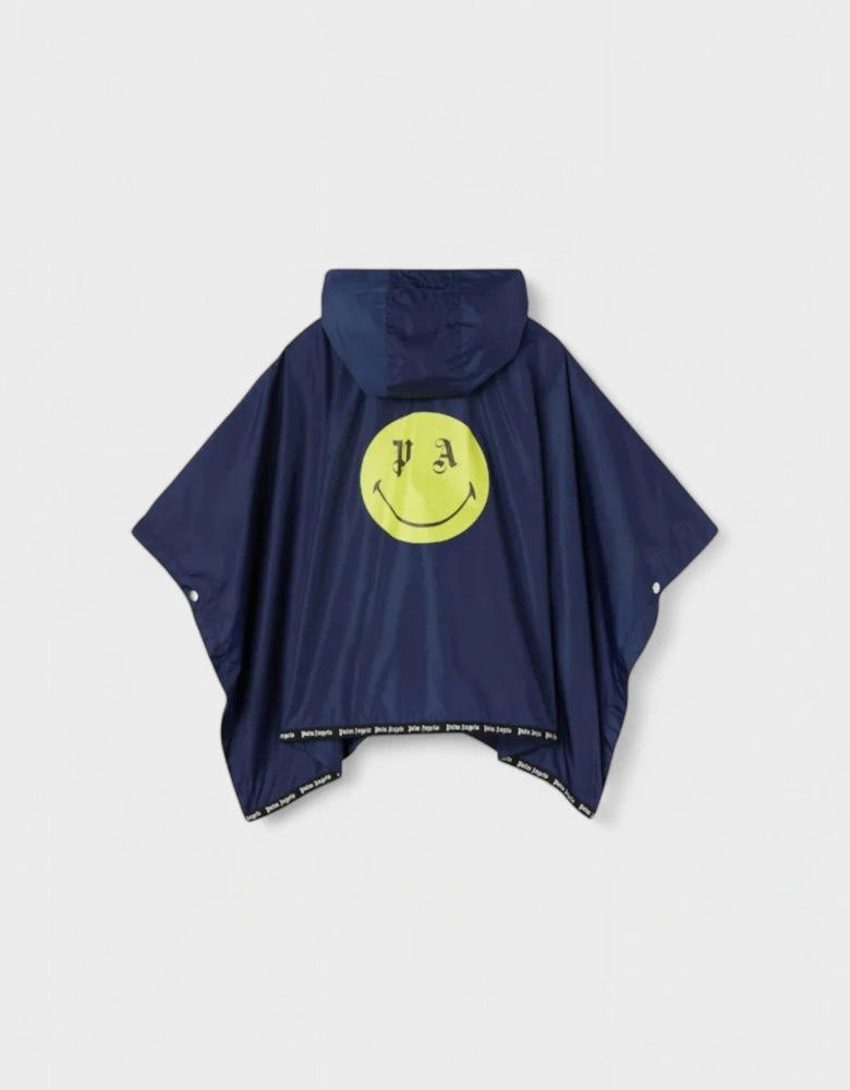 Kids Smiley Motif Hooded Poncho Jacket
