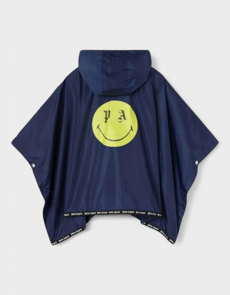 Kids Smiley Motif Hooded Poncho Jacket