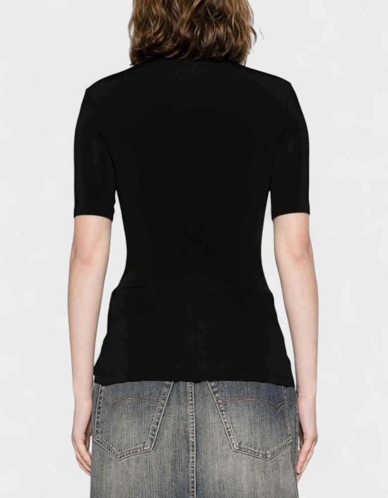 Logo Print Turtleneck Black