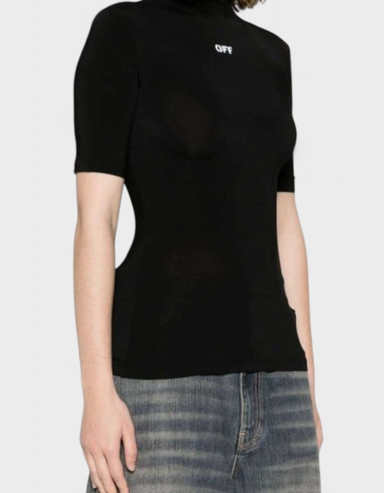 Logo Print Turtleneck Black