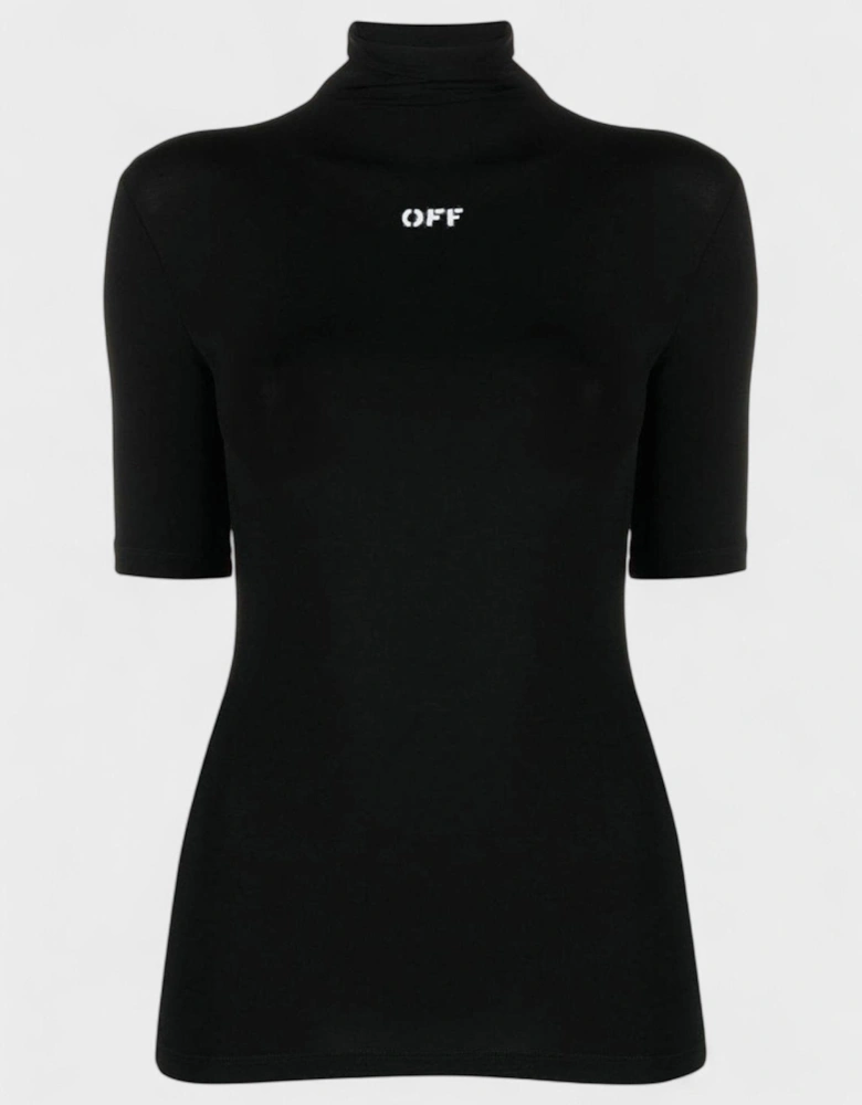 Logo Print Turtleneck Black