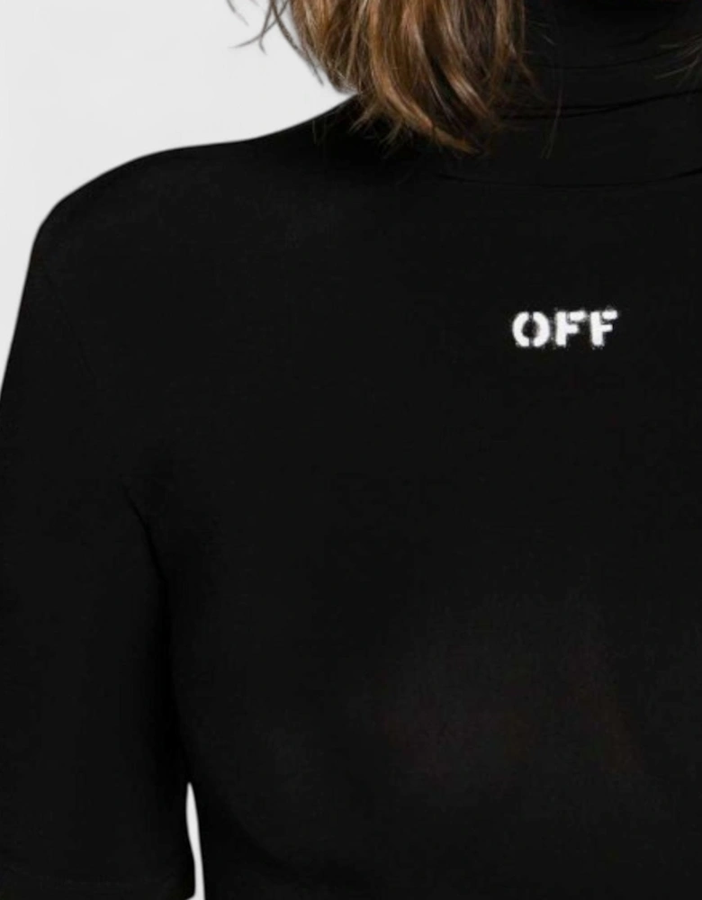Logo Print Turtleneck Black