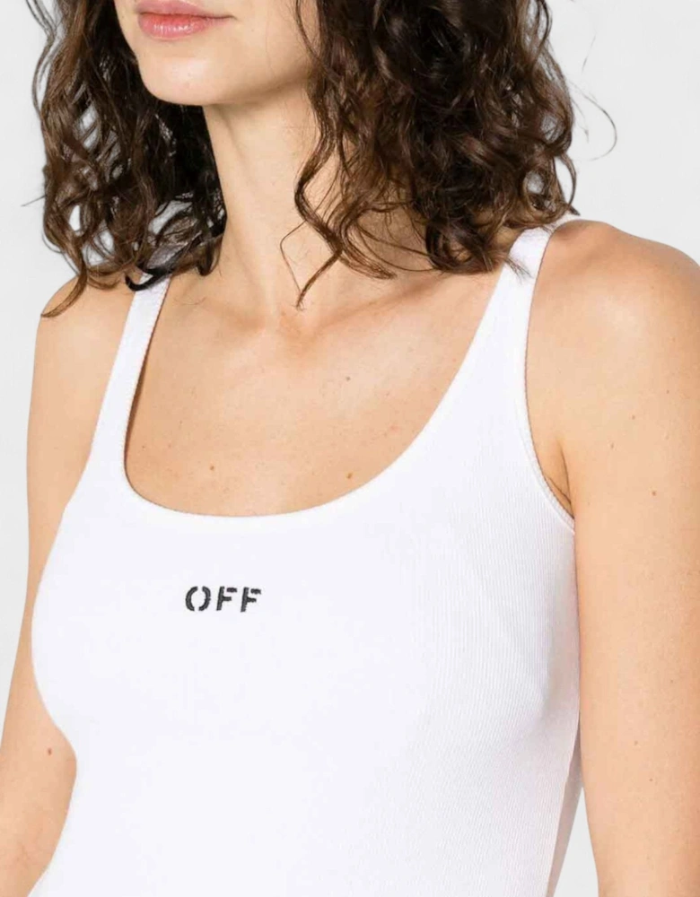 Stamp Rib Tank Top White