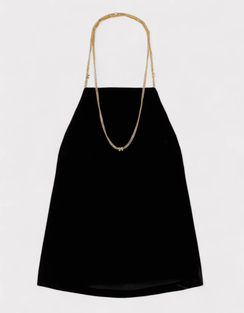 Chain Velvet Top Black