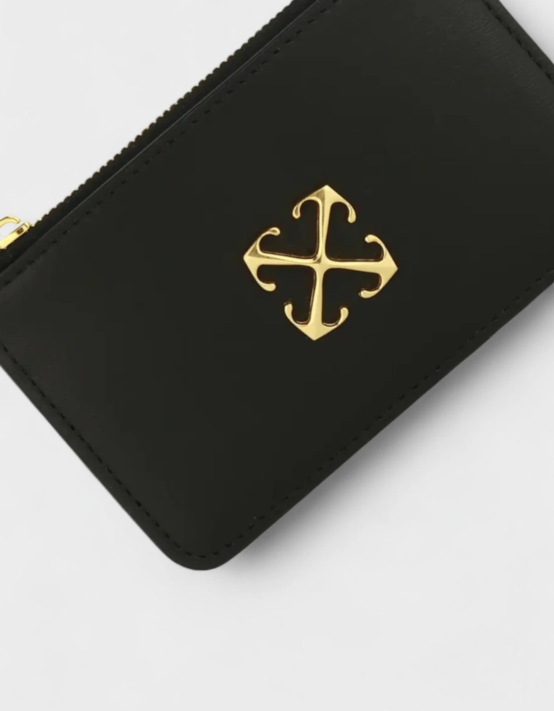 Jitney Arrows Plaque Leather Wallet Black