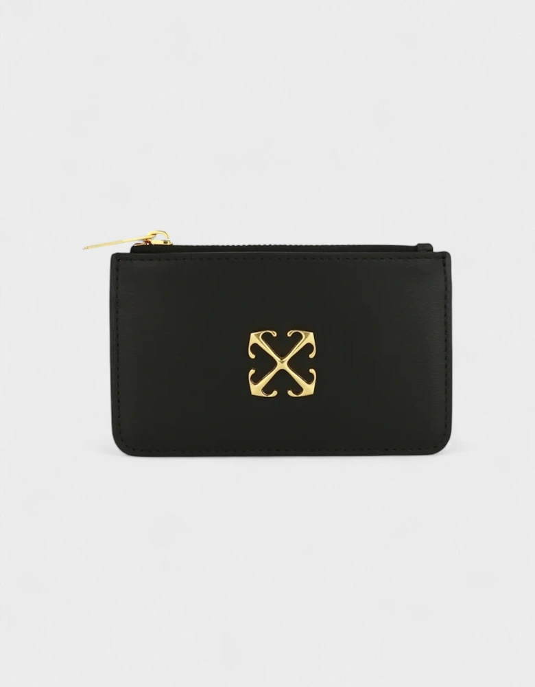 Jitney Arrows Plaque Leather Wallet Black