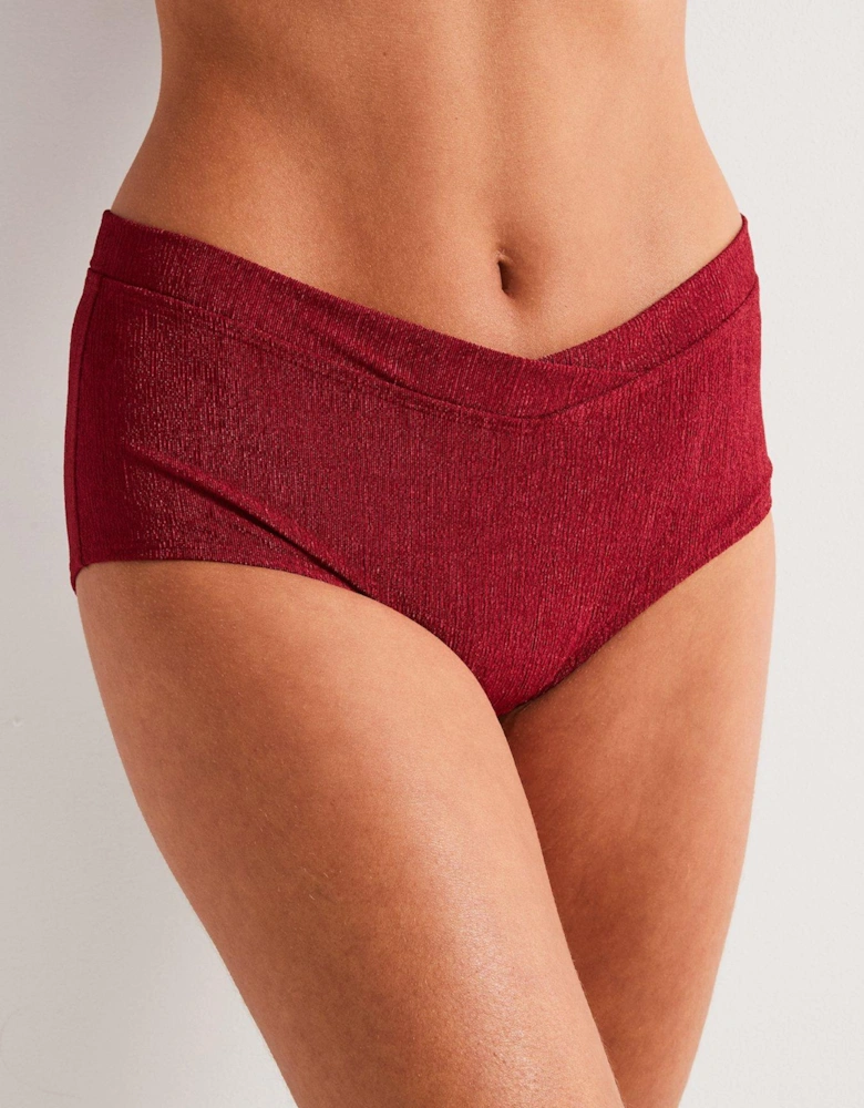 Madras Midi Bikini Brief - Dark Red