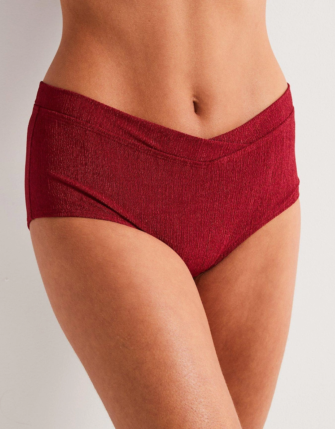 Madras Midi Bikini Brief - Dark Red