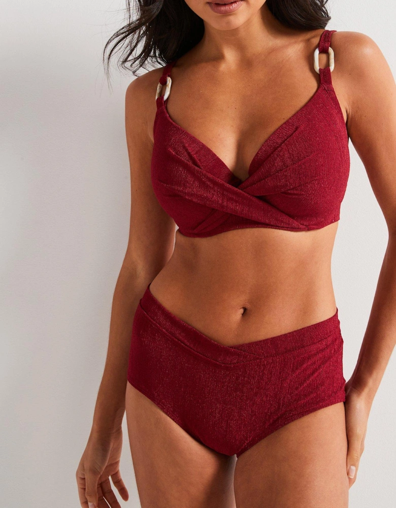 Madras Midi Bikini Brief - Dark Red