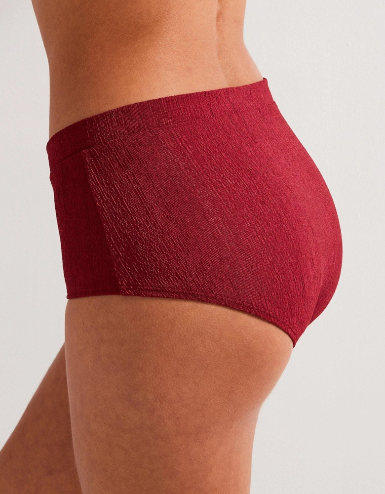 Madras Midi Bikini Brief - Dark Red