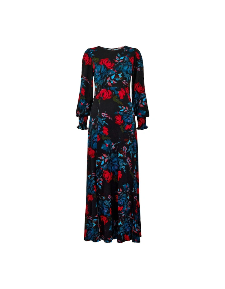 Larissa Floral Jersey Dress - Black