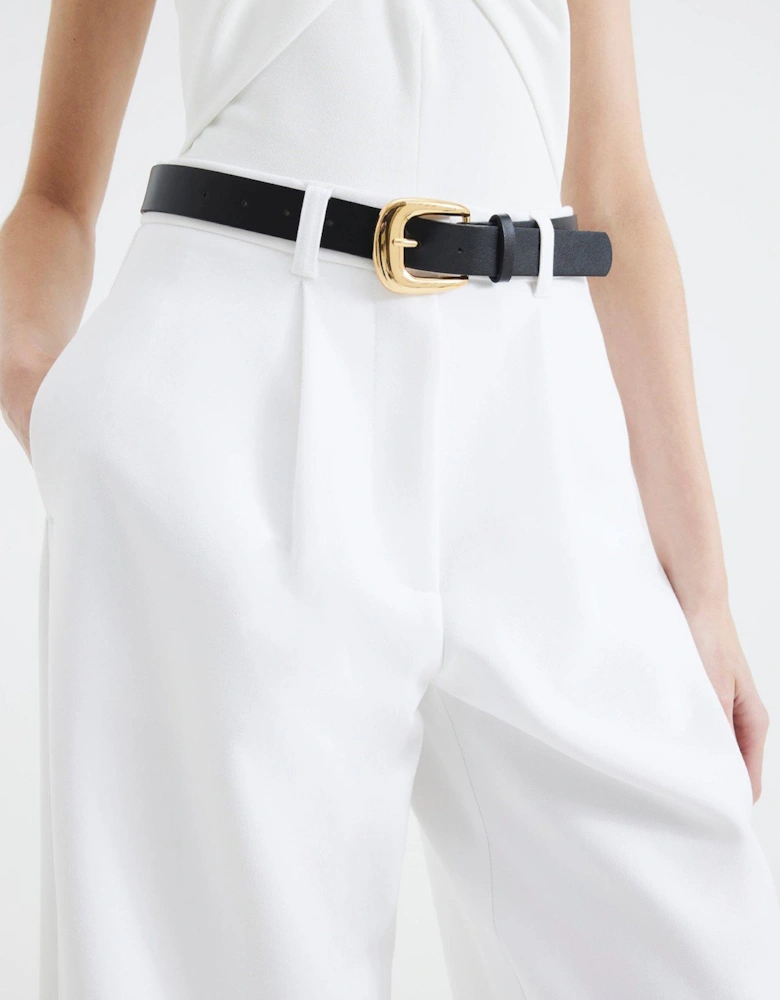 Belted Wide Leg Trouser - White