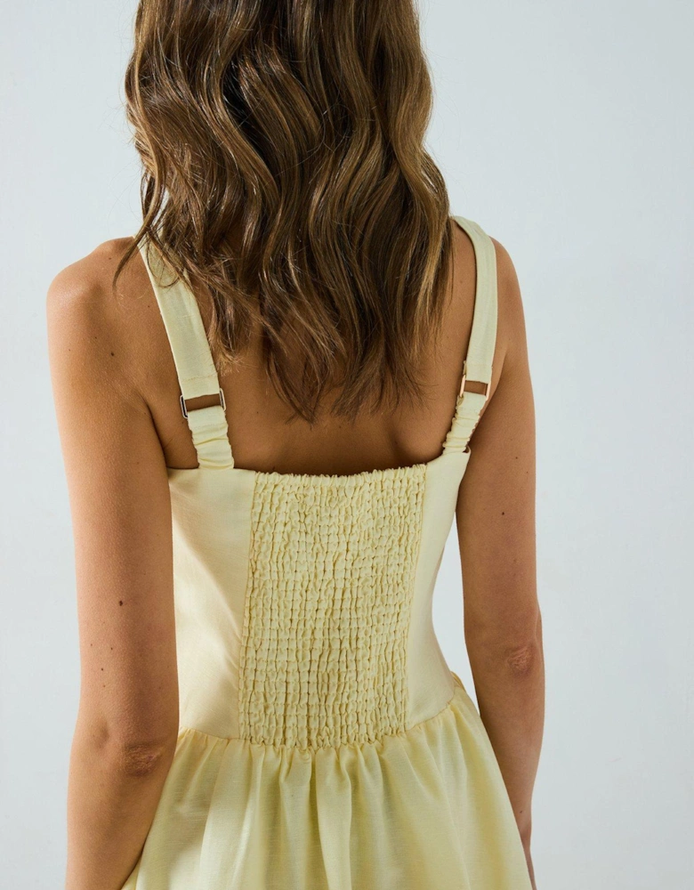 Heidi Petite Bubble Hem Mini Dress - Yellow