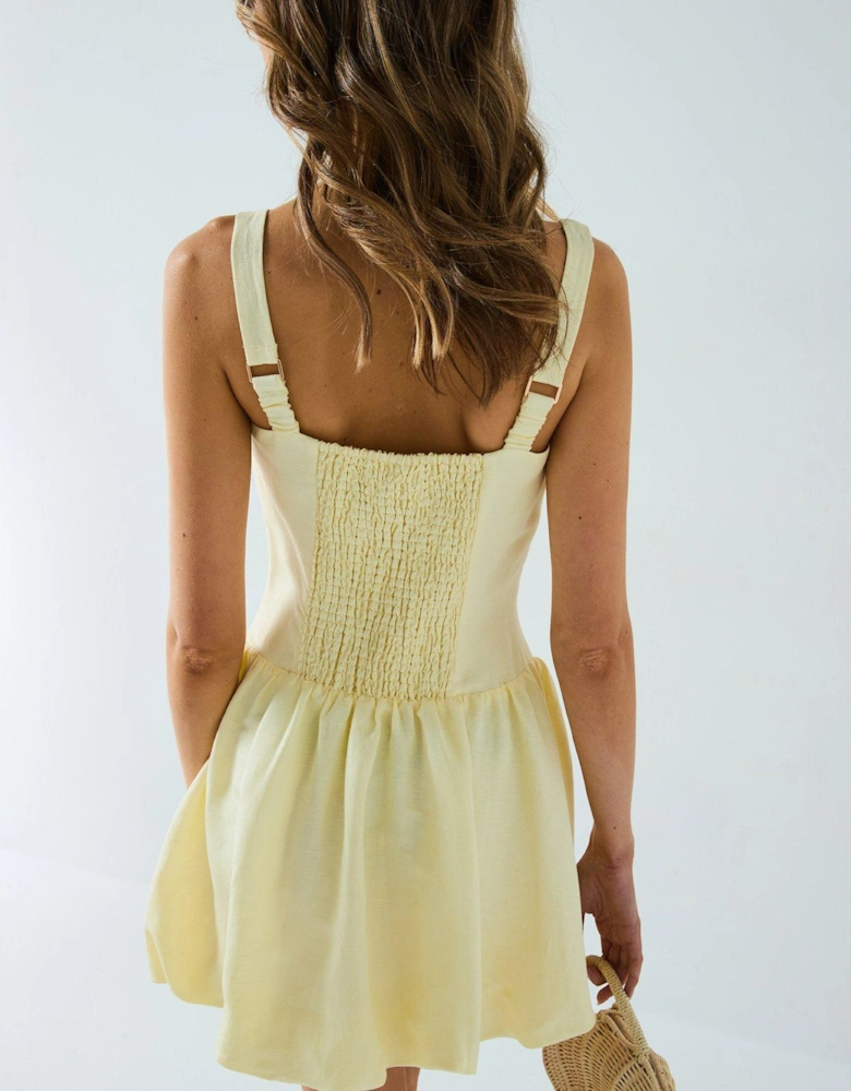 Heidi Petite Bubble Hem Mini Dress - Yellow